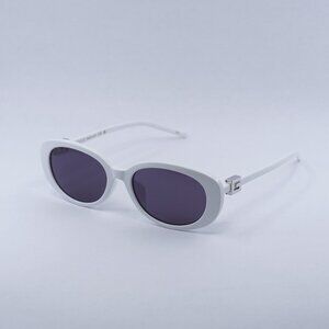 Gucci GG1684SA 006 Sunglasses White Oval Frame, Grey Lenses